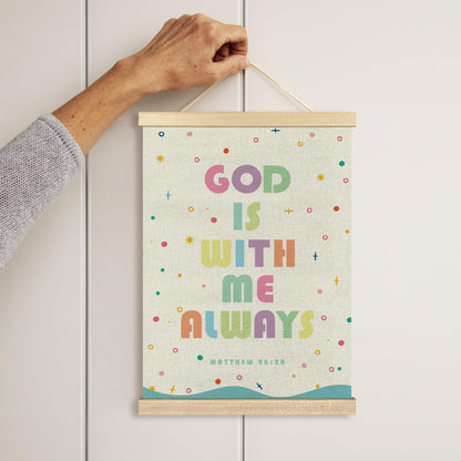 BCUANGD Christian Wall Decor - Scripture Bible Verse Wall Art Poster Hanger with Wood Frames Set of 2, Corlorful Religious Wall Hanging Canvas Decor for Boy Nursery Kids Room, 12x16 Inches