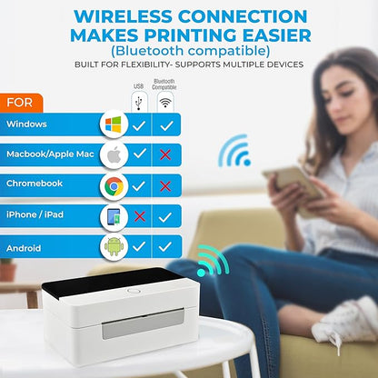 Arkscan 2054N Wireless Shipping Label Printer with USB and Wireless, for Connect to Bluetooth-Enabled Computer Devices, Support iOS, Android & Windows for 4x6 Direct Thermal Labels (Roll & Fanfold)