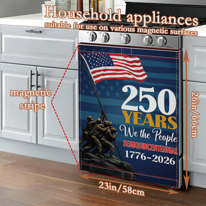 USA 250th Anniversary Magnetic Dishwasher Cover,Patriotic Military Decorative Dishwasher Panel for Refrigerator Kitchen Decor Reusable Waterproof Easy Install 23x26 Inch