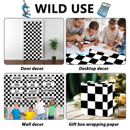 Black White Checkered Bulletin Board Paper Roll Black Plaid Bulletin Board Background Paper Back to School Classroom Decoration Poster for Art Craft DIY Home Office Classroom Supplies 17.7in x 20ft