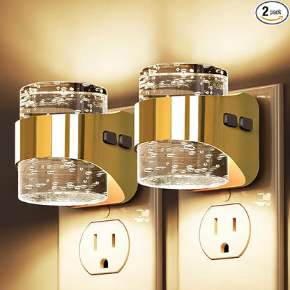 L LOHAS LED Night Light, 2 Pack 3000K Bubble Night Lights Plug into Wall, Acrylic Night Lights with Light Sensor, Adjustable Brightness,Plug in Nightlights for Rooms Bathroom Hallway