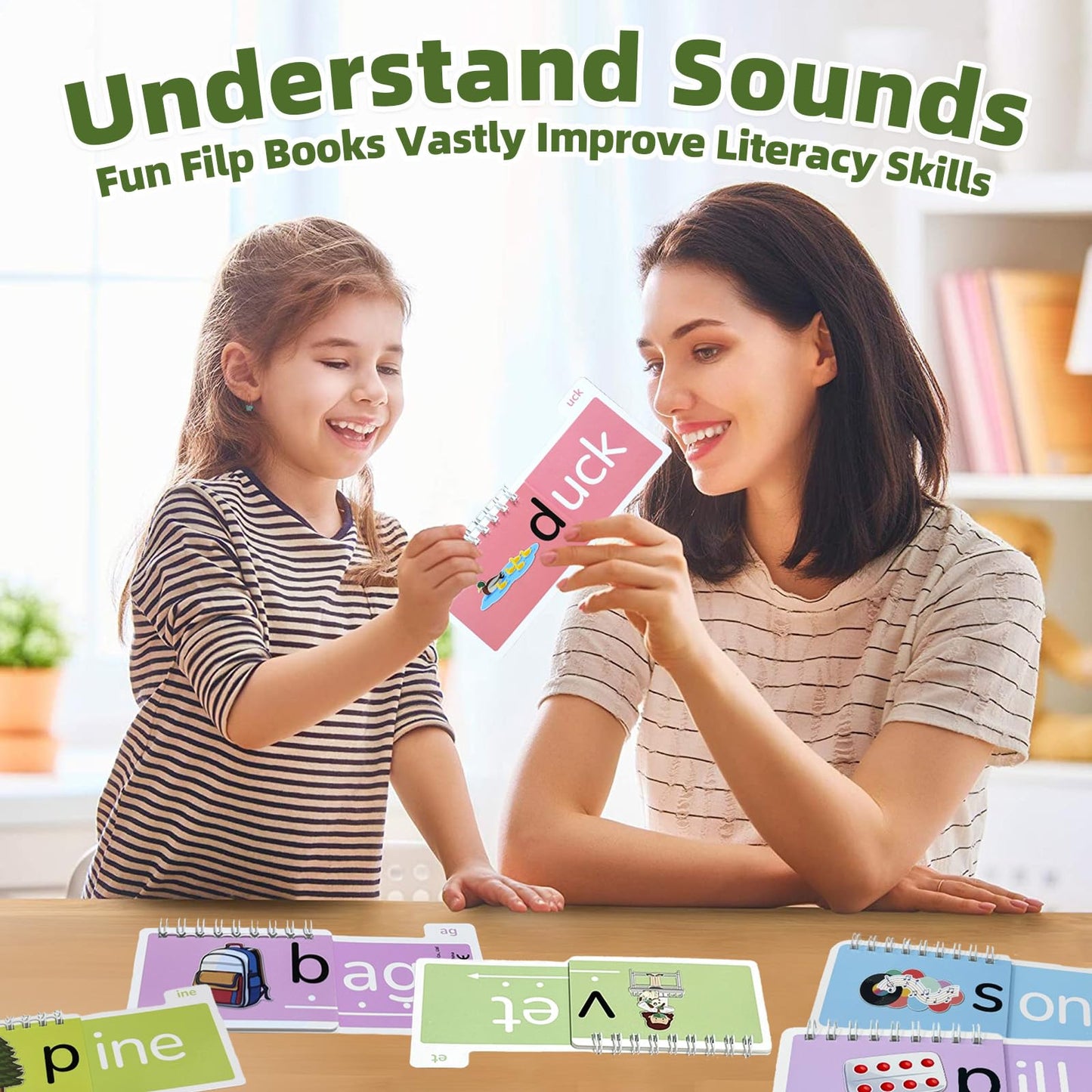 Word Family Build Book, 40 Read and Rhyme Flip Activity Book, Learn to Read Phonics Flash Cards, Sight Words Reading Games for Kids Ages 4-8 Kindergarten 1st 2nd 3rd Homeschool Educational