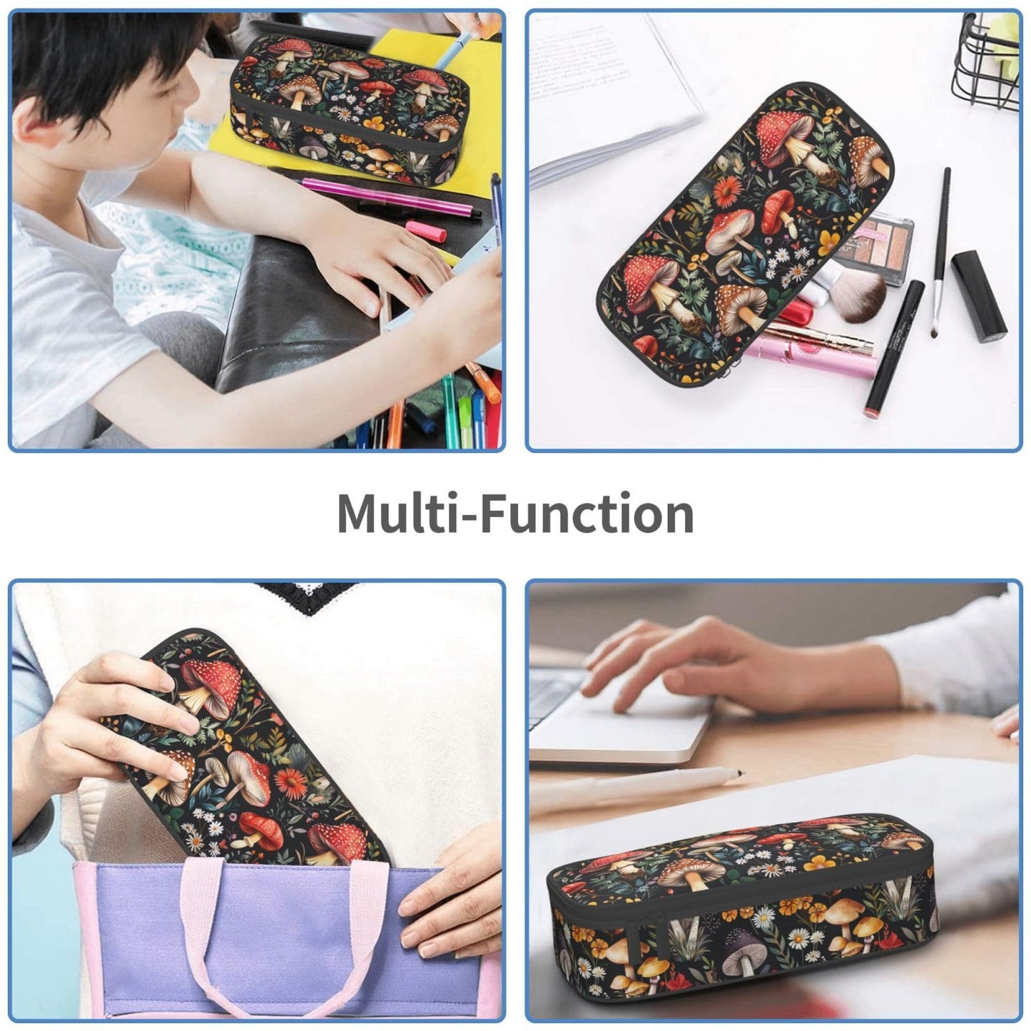 Geoocii Mushroom Large Capacity Pencil Case Organizer Pencil Pouch Stationery With Zipper School Supplies Pencil Bag For Girls Boys Teens Adult Office