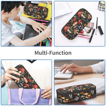 Geoocii Mushroom Large Capacity Pencil Case Organizer Pencil Pouch Stationery With Zipper School Supplies Pencil Bag For Girls Boys Teens Adult Office