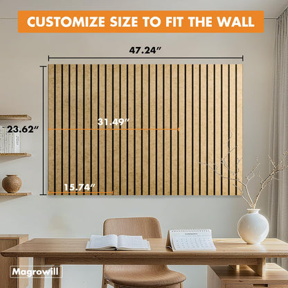 Cork Board Tiles for Wall with Push Pins, Removable 48" x 24" Slat Bulletin Board Sets, Adhesive Pin Board | Magrowill 6 Packs Felt Panels for Interior Wall Decor