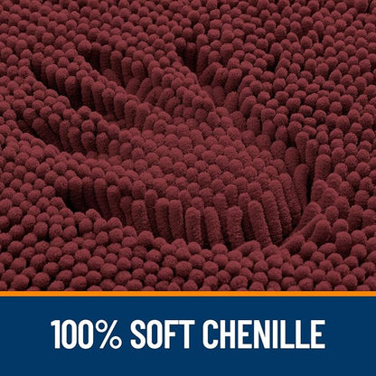 OLANLY Toilet Rugs U-Shaped 20x20, Extra Soft Absorbent Chenille Contour Bathroom Rugs for Toilet, Dry Quickly, Machine Washable, Non-Slip Bath Mat, Andorra Red-Brown