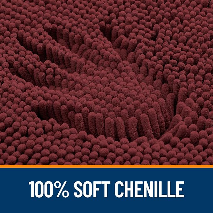 OLANLY Bathroom Runner Rugs 59x20, Soft Absorbent Chenille Bath Rugs, Rubber Backing Quick Dry, Machine Washable Long Bath Mats for Bathroom, Tub and Shower, Home Decor Accessories, Andorra Red-Brown
