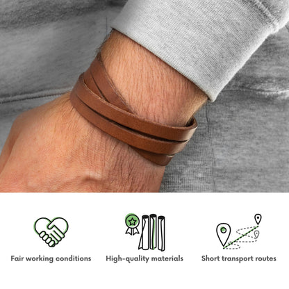 Simaru Premium Genuine Leather Bracelet - Handcrafted in Germany, Elegant & Durable (Light brown)