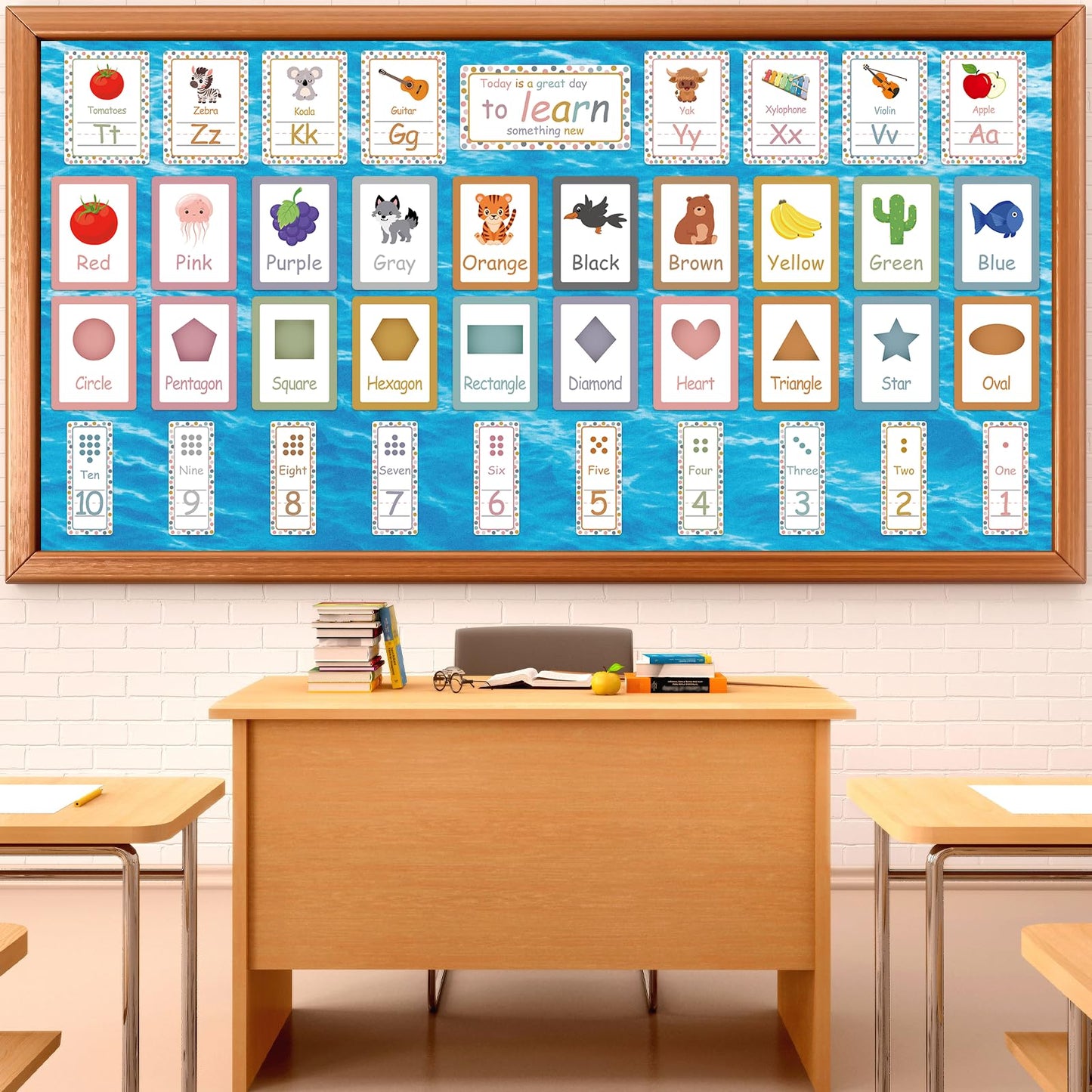Qyeahkj Ocean Waves Bulletin Board Paper Roll Sea Bulletin Board Background Paper Back to School Classroom Decor Poster for Art Craft DIY Projects Home Office Classroom Party Supplies 17.7in x 20ft