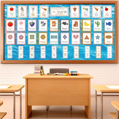 Qyeahkj Ocean Waves Bulletin Board Paper Roll Sea Bulletin Board Background Paper Back to School Classroom Decor Poster for Art Craft DIY Projects Home Office Classroom Party Supplies 17.7in x 20ft