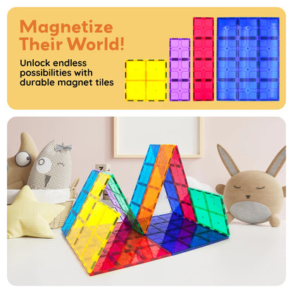 PicassoTiles 12pc Supersized Magnetic Building Tile Base Plate Jumbo XL Foundation Stabilizer Boards STEM Engineering Construction Kit for Kids Educational Learning Toy Magnet Blocks Stacking Set PT12