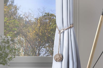 Beautiful Curtain Tiebacks, Natural Soft Jute Curtain Rope Pullback, Handmade Rustic Decorative Curtain Holdbacks, Hand Braided Modern Drapery Tiebacks (2 Pair)