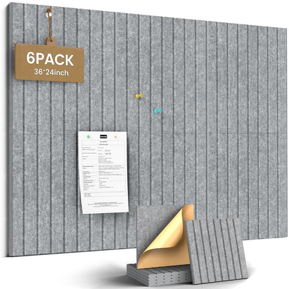 JBER Large Felt Bulletin Board 36" x 24" - 6 Pack Felt Wall Tiles, Cork Board Alternative to Use in Office & Home Decor, Classroom Decor, Vision Board to Display Your Photos(Light Gray)