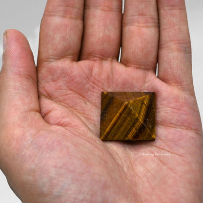 Amazing Gemstone Tigers Eye Pyramid Crystal Healing Stones - 1" Great Pyramid Figurine of Natural Stone Pyramid for Meditation, Reiki, Chakra Balancing and Crystal Pyramids Grid