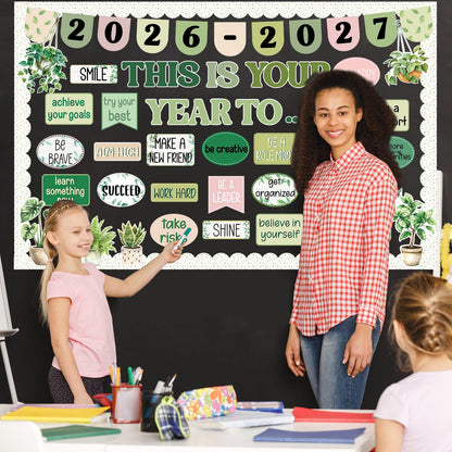 This is Your Year Bulletin Board Decorations Welcome Back to School Bulletin Board Sets Inspirational Poster Positive Affirmations Wall Decor for Teacher School Office Chalkboard Wall Door Decor