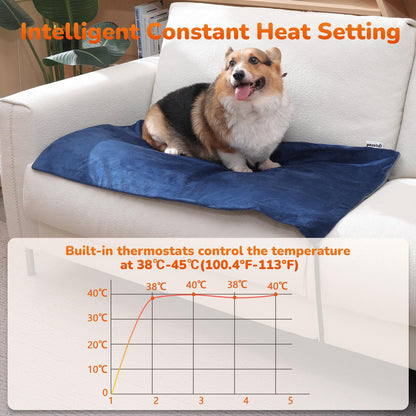 Pecute Cat Heating Pad Indoor, 6 Adjustable Temperature with Timer, Dog Heating Pad with Dual-Resistant Cable, Waterproof Layer, Heated Cat Bed Mat Blanket, Electric Pet Heated Pads for Cats Dogs