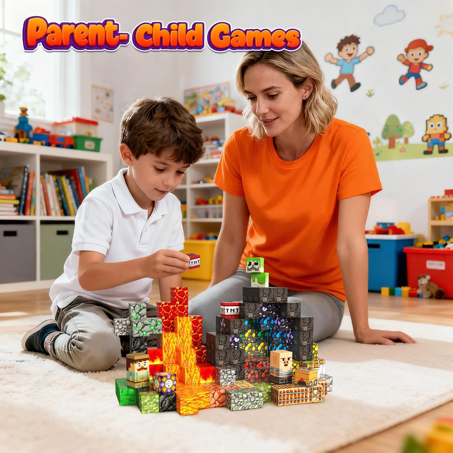 Lukoca 200PCS 0.8inch Magnetic Building Blocks STEM Toy for Kids 3+ Toddler Educational Construction Gift for Boys & Girls (Lava Cave-200pcs)