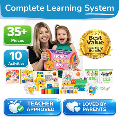 TOYVENTIVE Books, Toddler Flash Cards, and Puzzles – Educational Toys and Birthday Gifts for 1, 2, 3 Year Old Girl, Preschool Learning Activities and Games, Colors, Shapes, Letters, Numbers
