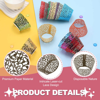 HARFINGTON 50 Pcs Lace Cupcake Liners Standard Vine Designed Hollow Out Cupcake Wraps Artistic Bake Cake Paper Cups for Anniversary Birthday Weddings Parties, Dark Brown