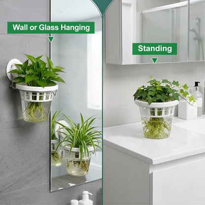 3 Pcs Window Propagation Stations Plastic Wall Hanging Planter with Suction Cup Holder Window Mounted Plant for Hydroponics Plants, Home, Office, Bathroom, Living Room Decor and Any Smooth Surface