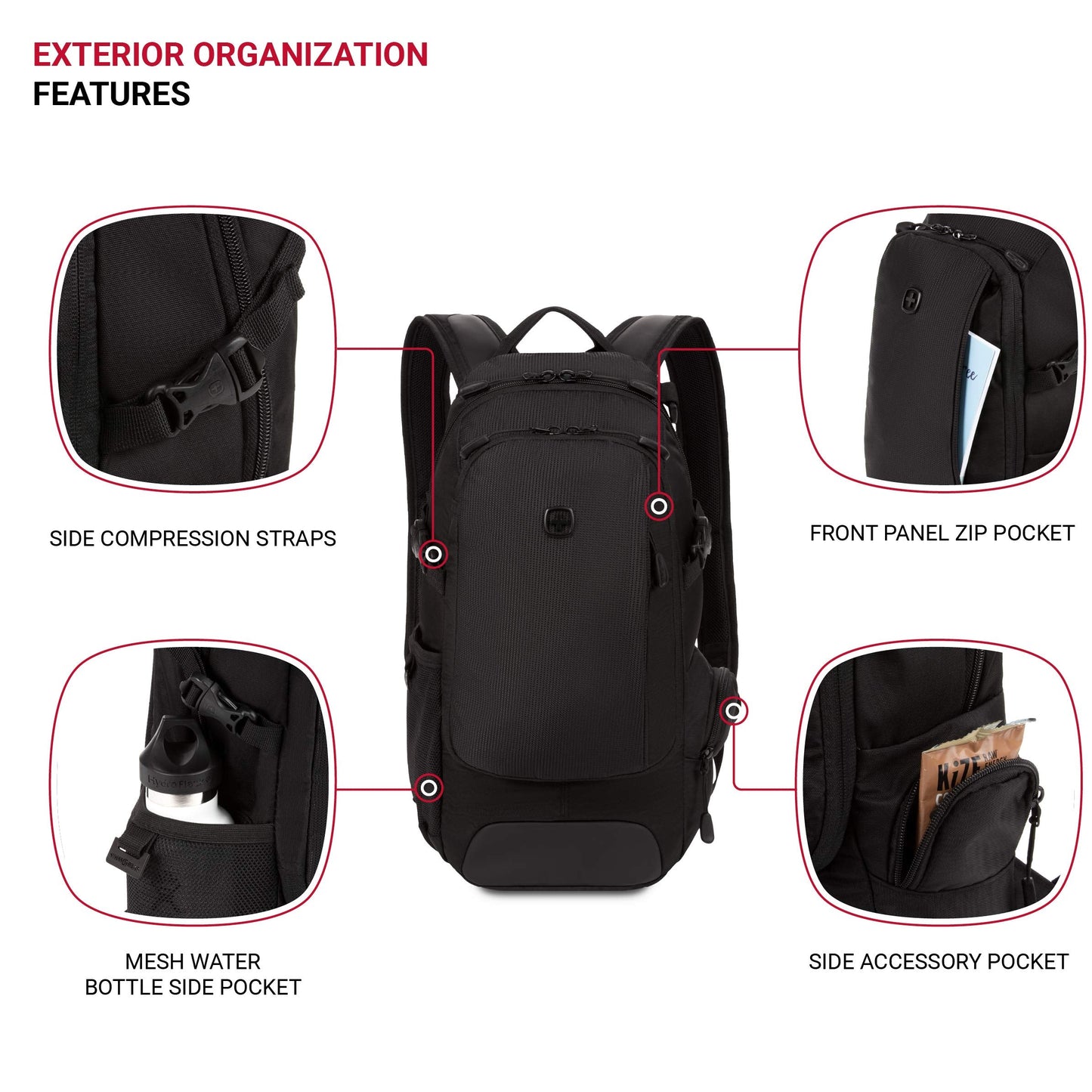 SwissGear 3598 Backpack, Narrow Daypack, Ideal for Commuting and College