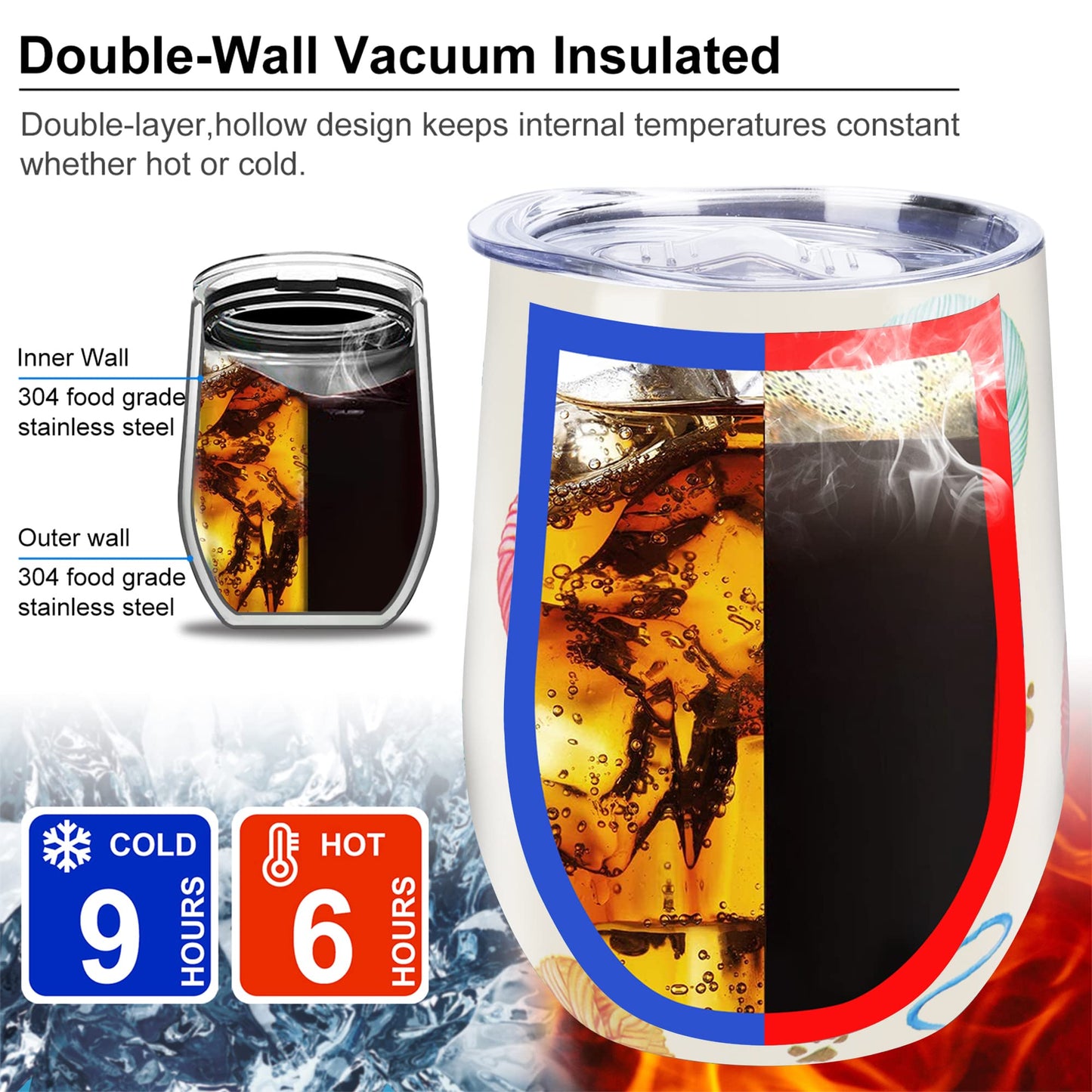 NymphFable 12oz Cat Cup Wine Tumbler With Straw and Lid Stainless Steel Travel Mug Insulated Double Wall