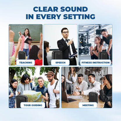 Voice Amplifier with Wireless Lapel Microphone - Personal Megaphone for Teachers, 15W Portable Mini Bluetooth PA System and Clip-on Lavalier Mic for Classroom, Speech, Yoga, Tour Guide - A006