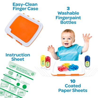 Crayola Mess Free Finger Painting Station – Washable Finger Paint for Toddlers, Spring Arts & Crafts Set, Sensory Activity, Travel Toy, Ages 1+