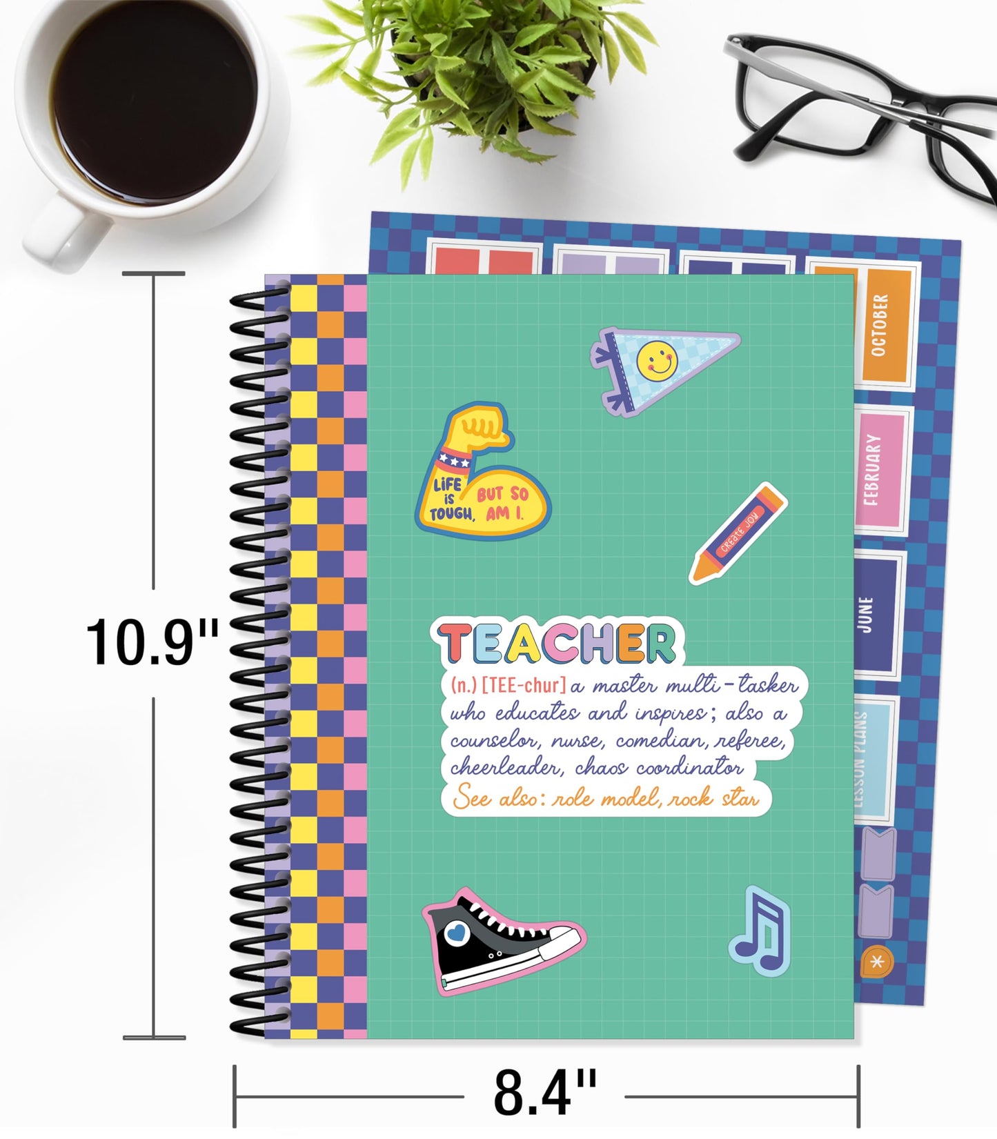 Carson Dellosa We Stick Together Teacher Planner 2026-2027, Undated 8" x 11" Lesson Plan Book with Retro Stickers, Class Schedule, Weekly Calendar, Homeschool and School Supplies, Classroom Must Haves