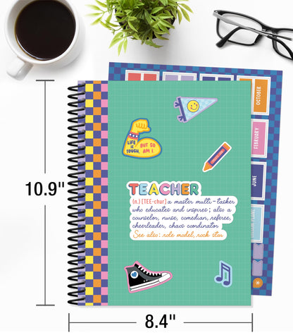 Carson Dellosa We Stick Together Teacher Planner 2026-2027, Undated 8" x 11" Lesson Plan Book with Retro Stickers, Class Schedule, Weekly Calendar, Homeschool and School Supplies, Classroom Must Haves