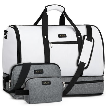 Garment Duffle Bag for Travel - Convertible Carry on Garments Duffel Bags Travel Bag for Women Men Large Weekender Bag with Shoes Compartment 3 in 1 Hanging Clothes Suit Dress Bag 3pcs Set