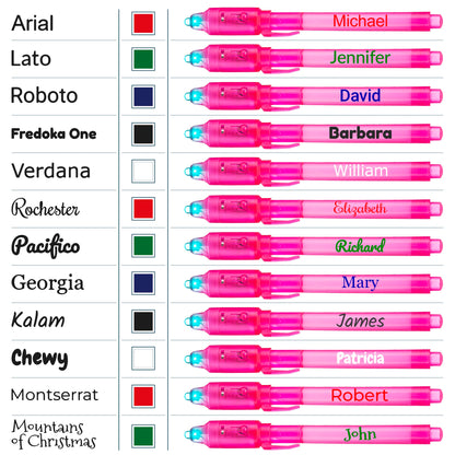Personalized Invisible Disappearing Ink Pen Marker, Custom Secret Spy Message Writer with UV Light, Fun Activity Entertainment for Kid Party Favors Ideas Gifts and Stock Stuffers, 24 Pack, Pink