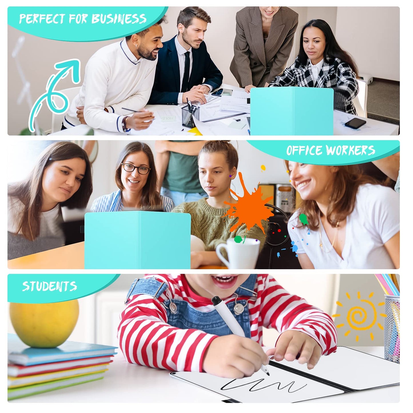 AGM Portable White Board Dry Erase, Double Sided Folding Whiteboards with Pen, Small Dry Erase Board for Study, Meeting, Doodling, Planning, Mint Green