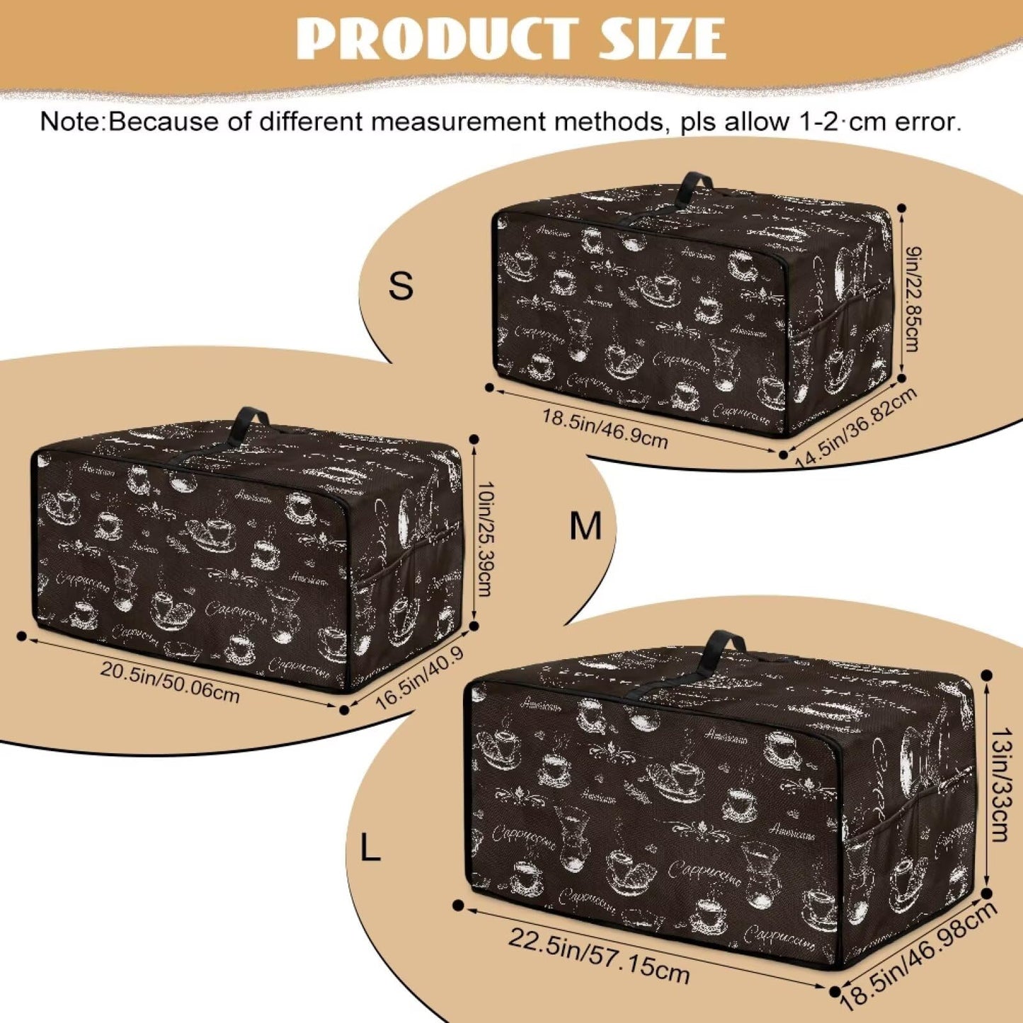 Pzuqiu Coffee Pattern Bread Machine Dust Cover with Multiple Pockets Anti Greasy Dustproof Bread Maker Dust Covers Fingerprint Protection Machine Washable