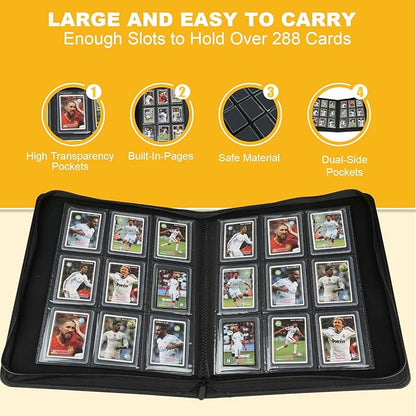 Toploader Binder,Toploader Hard Cases, 9-Pocket Pages Sleeves Hold up 288 Cards.Toploader Card Binder with Sleeves for “3×4” rigid，Card Holder(lake blue)