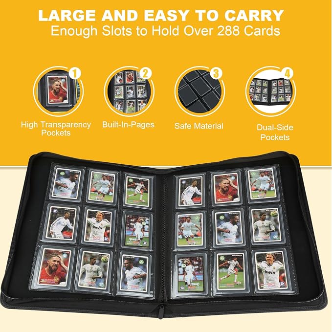 Toploader Binder,Toploader Hard Cases, 9-Pocket Pages Sleeves Hold up 288 Cards.Toploader Card Binder with Sleeves for “3×4” rigid，Card Holder(white)