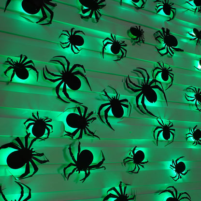 Dazzle Bright 36 Pcs LED Halloween 3D Spider Decorations Wall Stickers, 4 Different Size Removable PVC Wall Sticker for Indoor Home Window Decor Party Supplies