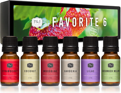 P&J Fragrance Oil Autumn Set | Brown Sugar, Apple, Harvest Spice, Vanilla, Forest Pine, and Snickerdoodle Candle Scents for Candle Making, Freshie, Soap Making Supplies, Diffuser Oil Scents