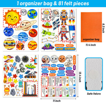 PENGFULL Felt Flannel Board Story Pieces for Toddlers Preschool,Kids Interactive Storytelling Teaching Play Kits for Flannel Board or Felt Board,with Words Felt Pieces(Solar System)