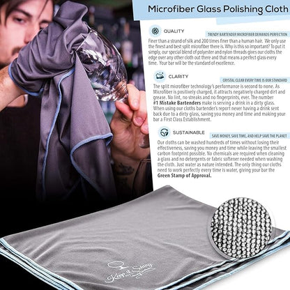 Trendy Bartender Microfiber Glass Polishing Lint-Free Cloth