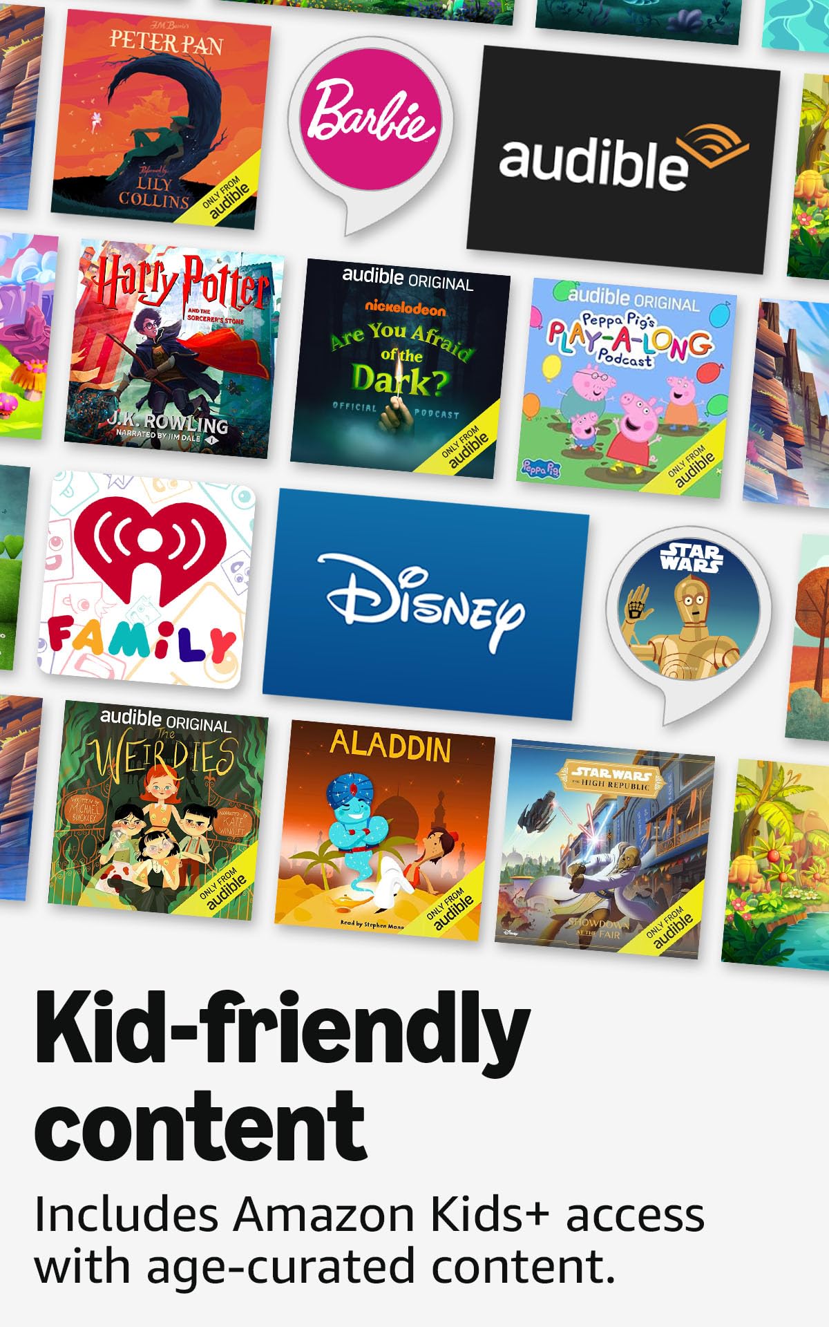 Amazon Echo Dot Kids (newest model), Smart speaker to enjoy age-appropriate audiobooks, interactive games and Alexa+ experiences to create and learn, Stardust design