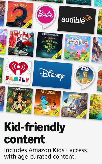 Amazon Echo Dot Kids (newest model), Smart speaker to enjoy age-appropriate audiobooks, interactive games and Alexa+ experiences to create and learn, Stardust design