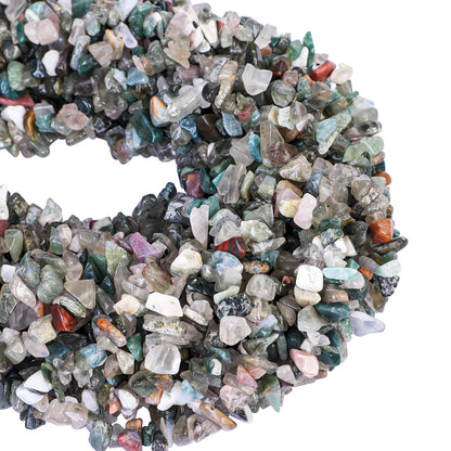 favoramulet 5-8mm Indian Agate Tumbled Stone Chip Beads for Jewelry Making, Irregular Shaped Healing Crystal Loose Bead Supply, Pack of 2 Strands(64 inches)