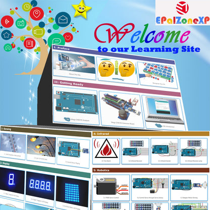 ePalZoneXP Mega 2560 Starter Kit, Compatible with Arduino, Electronics Learning Kit, the Most Detailed Explained 50+ Lessons, Plus 40+ Background Knowledge Articles (Ultimate Kit)