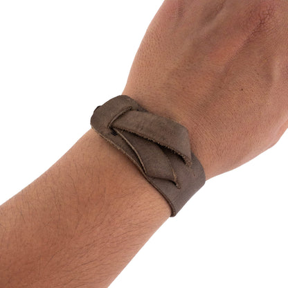 Hide & Drink, Bracelet Handmade from Full Grain Leather, Fashionable, Adjustable Wristband, Stylish Cuff (Bourbon Brown)