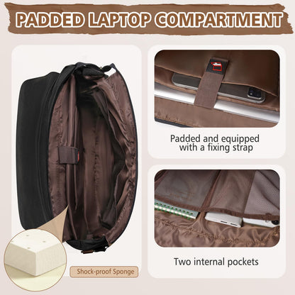 RAINSMORE Messenger Bag for Men, 15.6-17.3 inch Laptop Bag for Work College