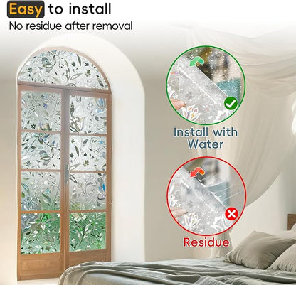 Reusable Static Cling Rainbow Window Privacy Film Decorative, Stained Glass Window Clings for Home Glass Doors, 23.6" by 78.74"