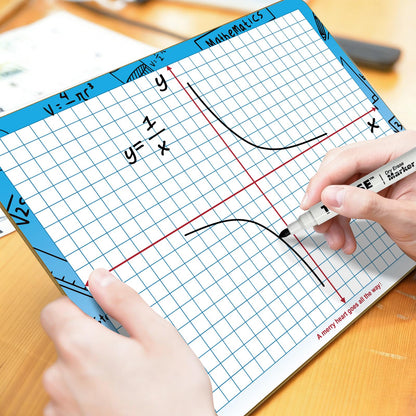 9"x12" Small White Board with XY Axis,Whiteboard for Students Practice Math,Grid Whiteboar,Double Sided Dry Erase Board for Classroom Teaching,Writable and Erasable White Boards (12 Pack)