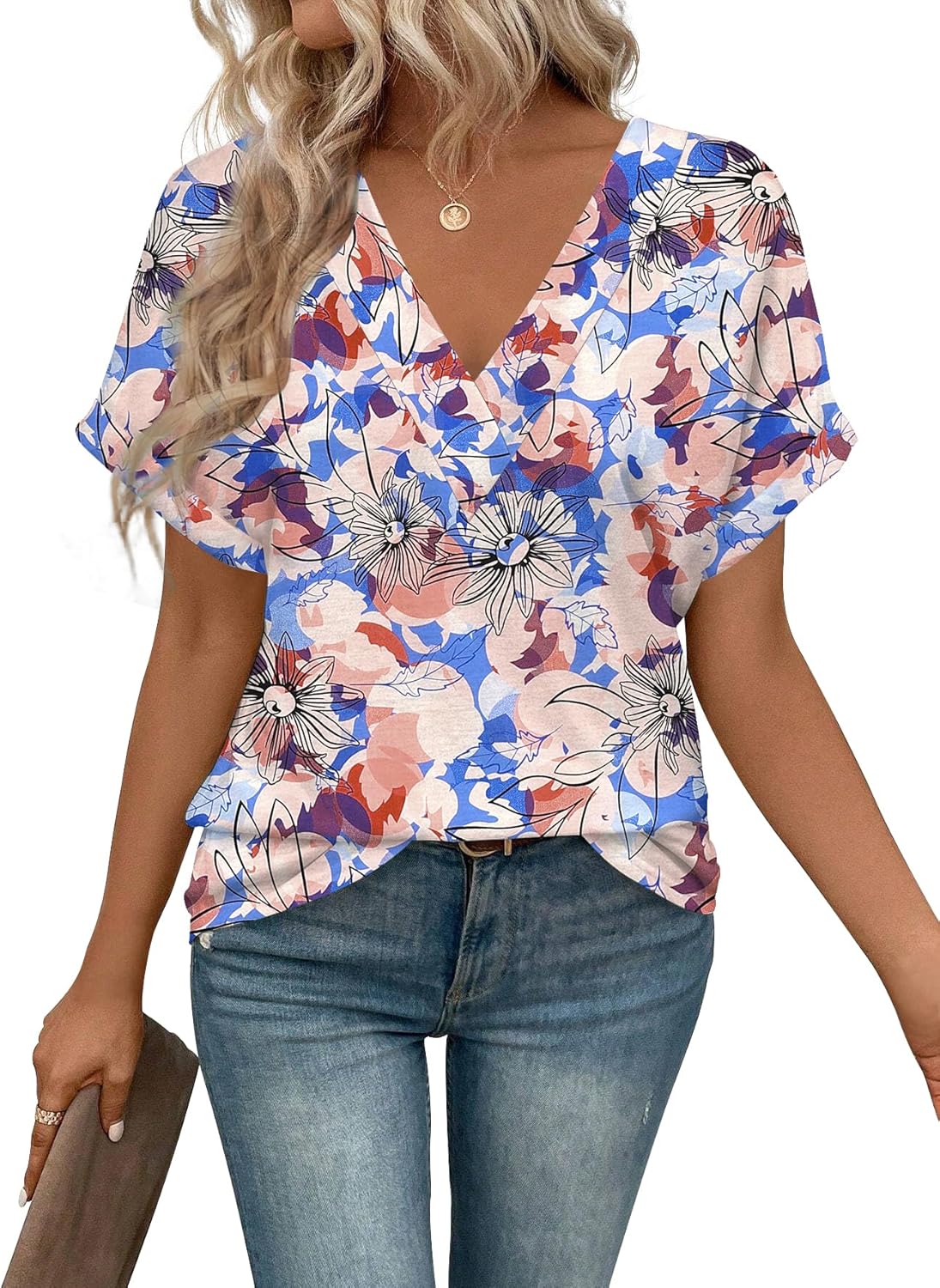 T Shirts Short Sleeve V Neck Tees Womens Tops Beach Vacation Fashion Clothes 2025 Casual Summer Spring Fall Outfits