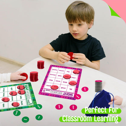 SpriteGru Sight Word Bingo Game, 120 Sight Words Learn to Read Level 3 & Level 4 Bingo Board Game Dolch's & Fry's Words Lists for Kindergarten and Preschool Kids 5+, Perfect for Classroom & At Home